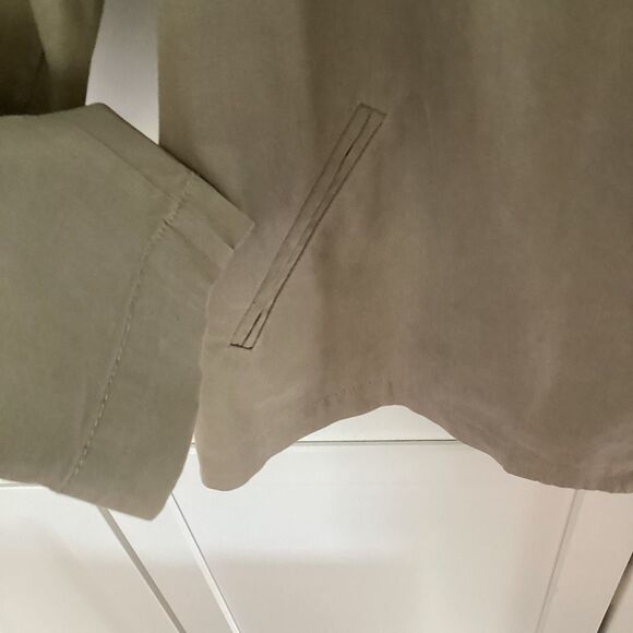 Eileen Fisher Womens Khaki Jacket Sz L 3 Button Stretch Lightweight - Picture 3 of 10